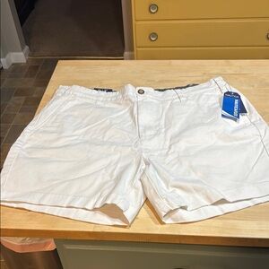 Nautica Flat Front White Shorts with Textured Fabric